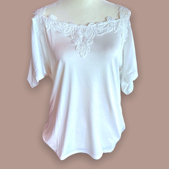 Embroidery Lace Top- White - Picture 1 of 5